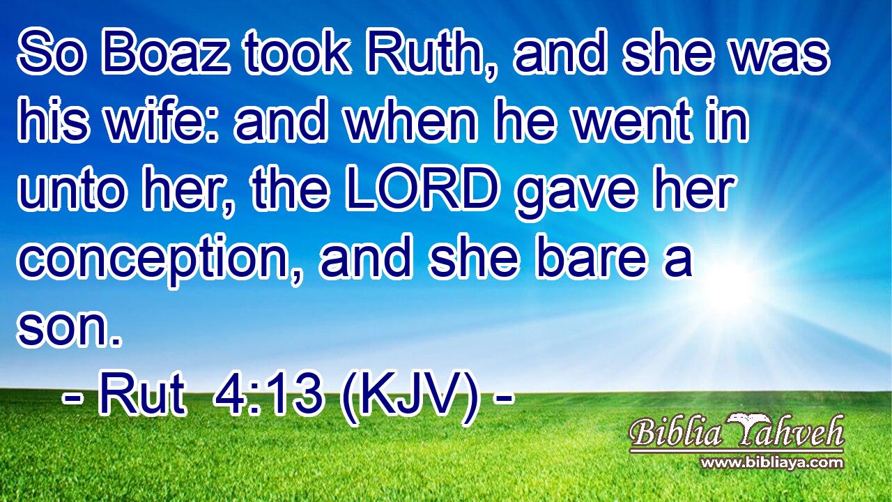 So Boaz took Ruth, and she was his wife: and when he went in unto her, the LORD gave her conception, and she bare a son.