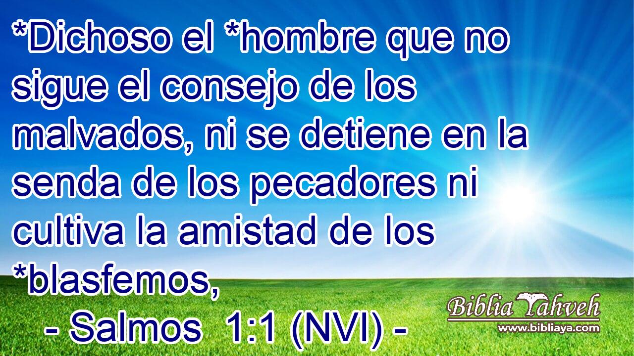  *Dichoso el *hombre que no sigue el consejo de los malvados, ni se detiene en la senda de los pecadores ni cultiva la amistad de los *blasfemos, 