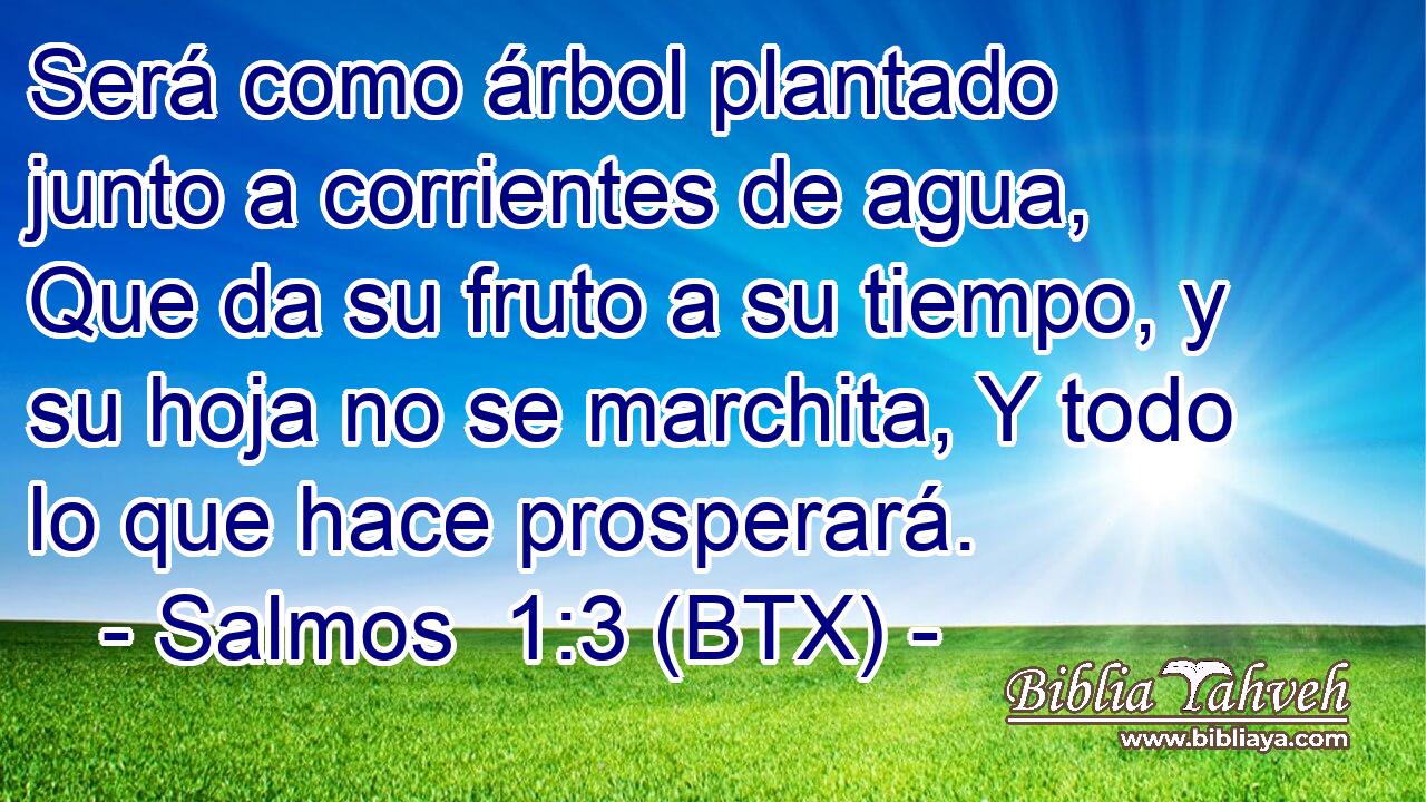 Será como árbol plantado junto a corrientes de agua, Que da su fruto a su tiempo, y su hoja no se marchita, Y todo lo que hace prosperará.