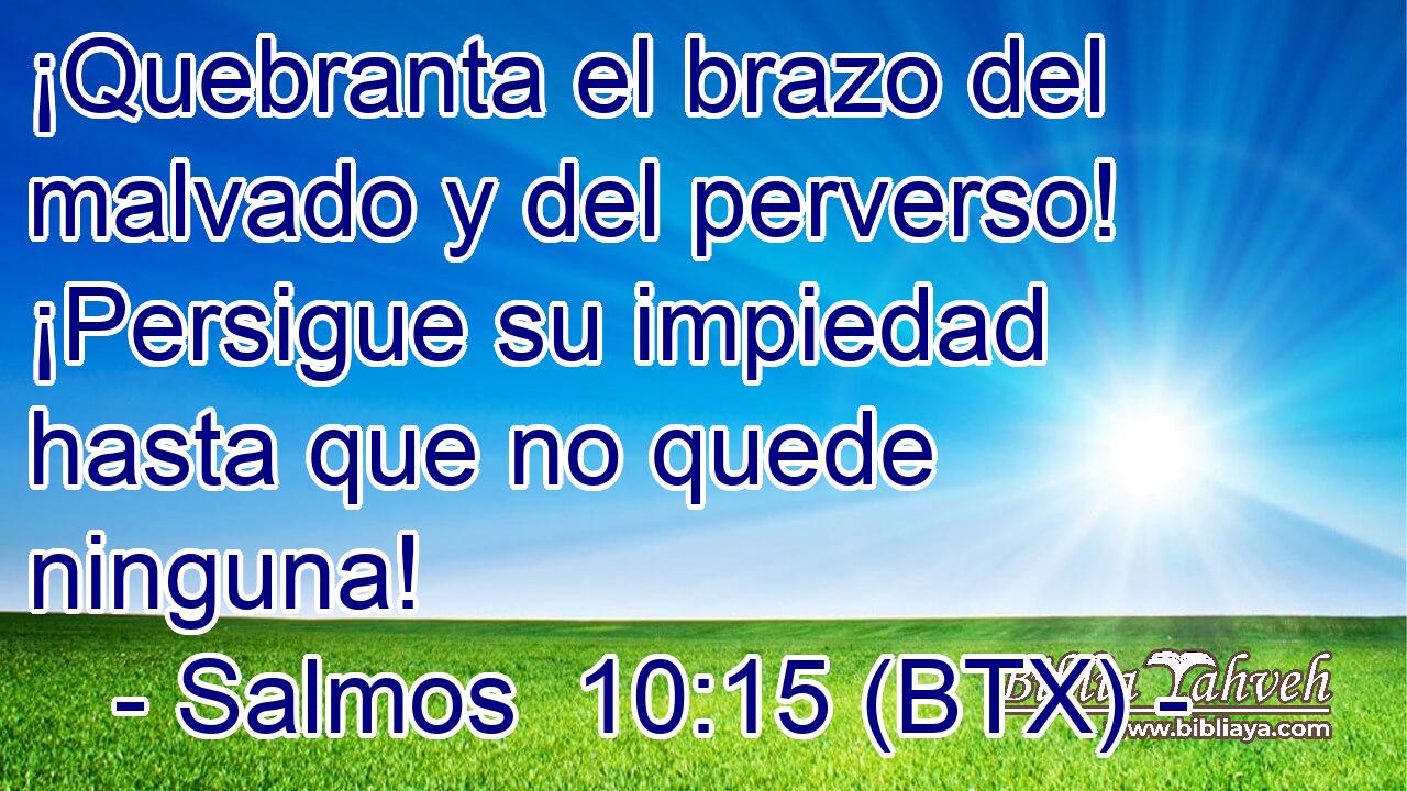 ¡Quebranta el brazo del malvado y del perverso! ¡Persigue su impiedad hasta que no quede ninguna!