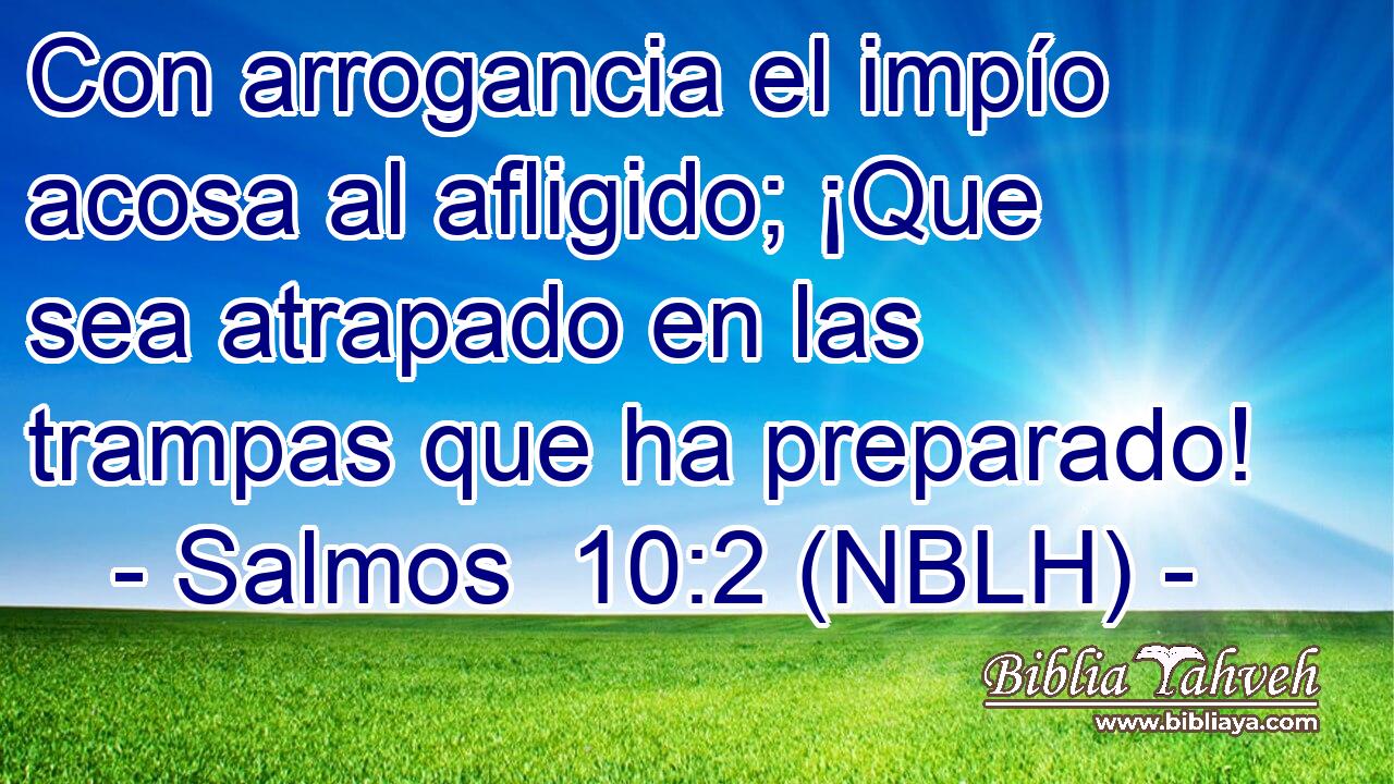  Con arrogancia el impío acosa al afligido; ¡Que sea atrapado en las trampas que ha preparado! 