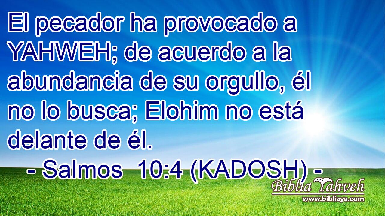  El pecador ha provocado a YAHWEH; de acuerdo a la abundancia de su orgullo, él no lo busca; Elohim no está delante de él. 