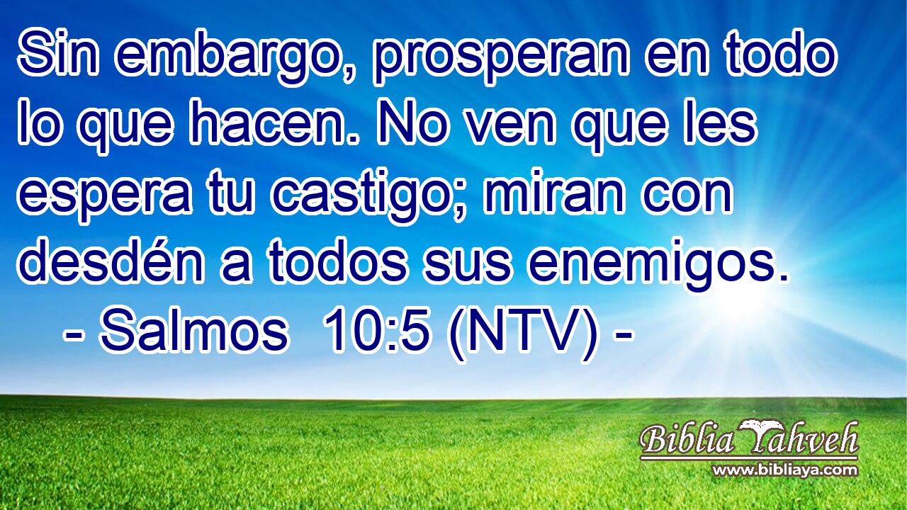 Sin embargo, prosperan en todo lo que hacen. No ven que les espera tu castigo; miran con desdén a todos sus enemigos.