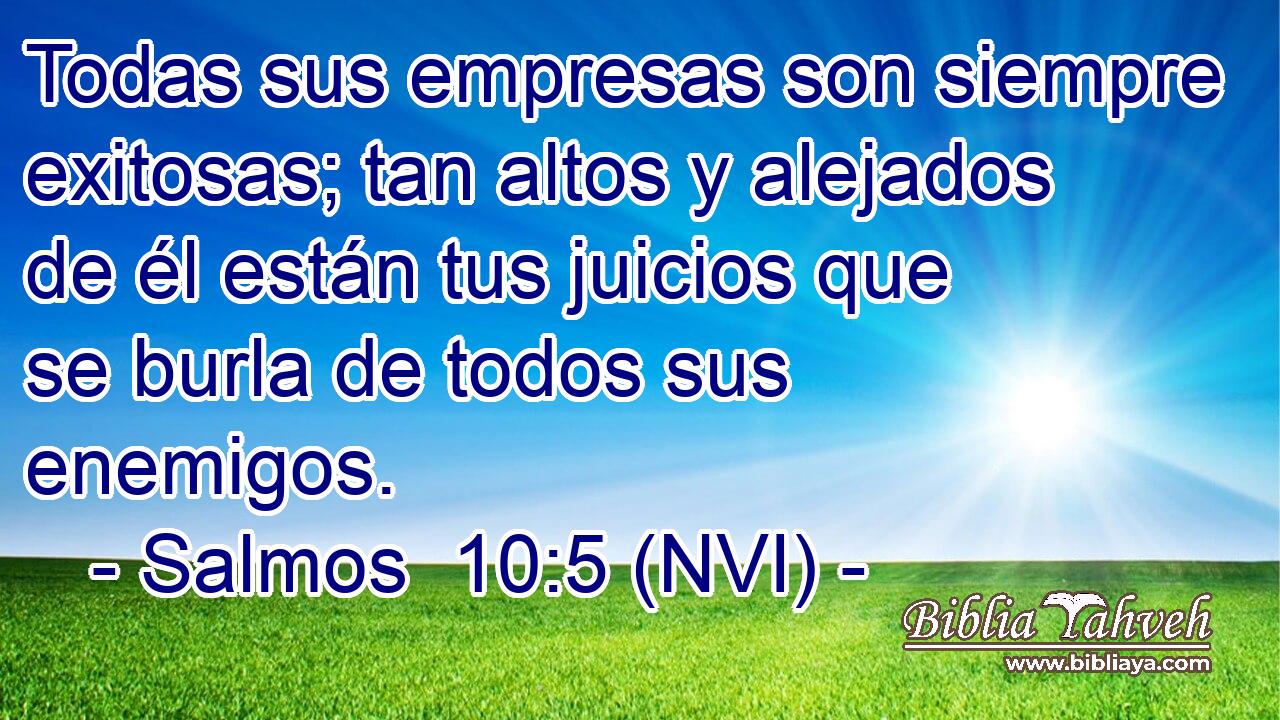  Todas sus empresas son siempre exitosas; tan altos y alejados de él están tus juicios que se burla de todos sus enemigos. 