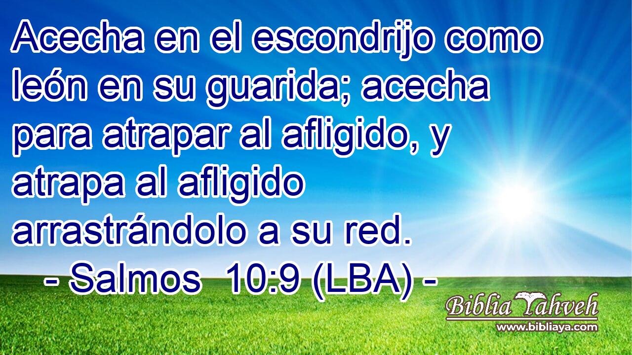 Acecha en el escondrijo como león en su guarida; acecha para atrapar al afligido, y atrapa al afligido arrastrándolo a su red.