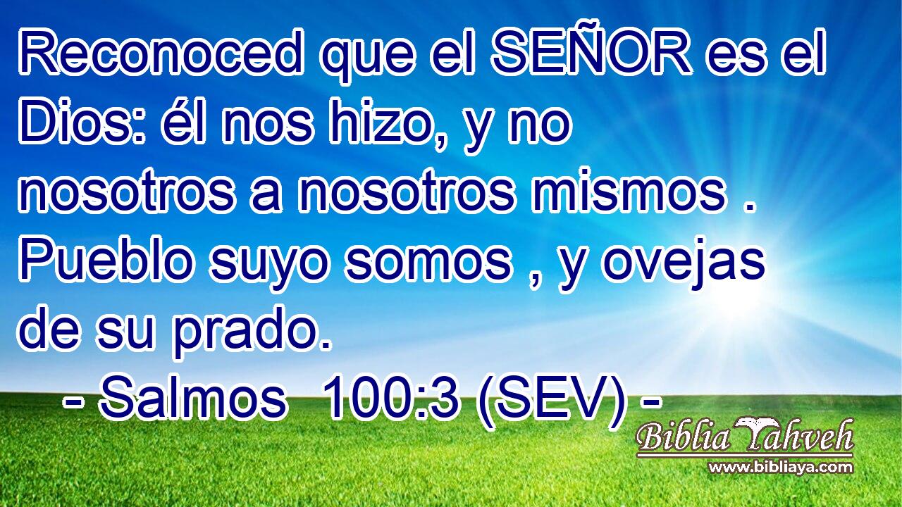 Reconoced que el SEÑOR es el Dios: él nos hizo, y no nosotros a nosotros mismos . Pueblo suyo somos , y ovejas de su prado.