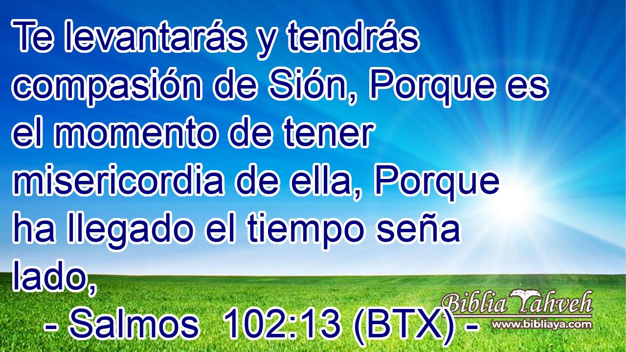 Te levantarás y tendrás compasión de Sión, Porque es el momento de tener misericordia de ella, Porque ha llegado el tiempo seña lado,