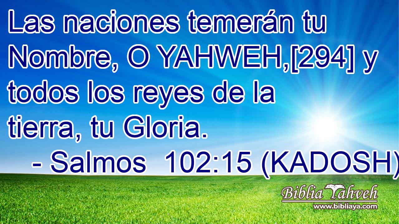  Las naciones temerán tu Nombre, O YAHWEH,[294] y todos los reyes de la tierra, tu Gloria. 