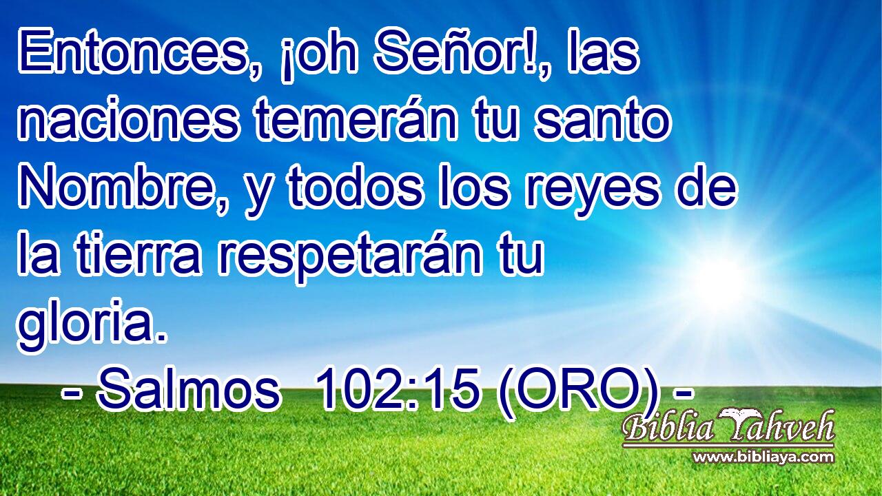  Entonces, ¡oh Señor!, las naciones temerán tu santo Nombre, y todos los reyes de la tierra respetarán tu gloria. 
