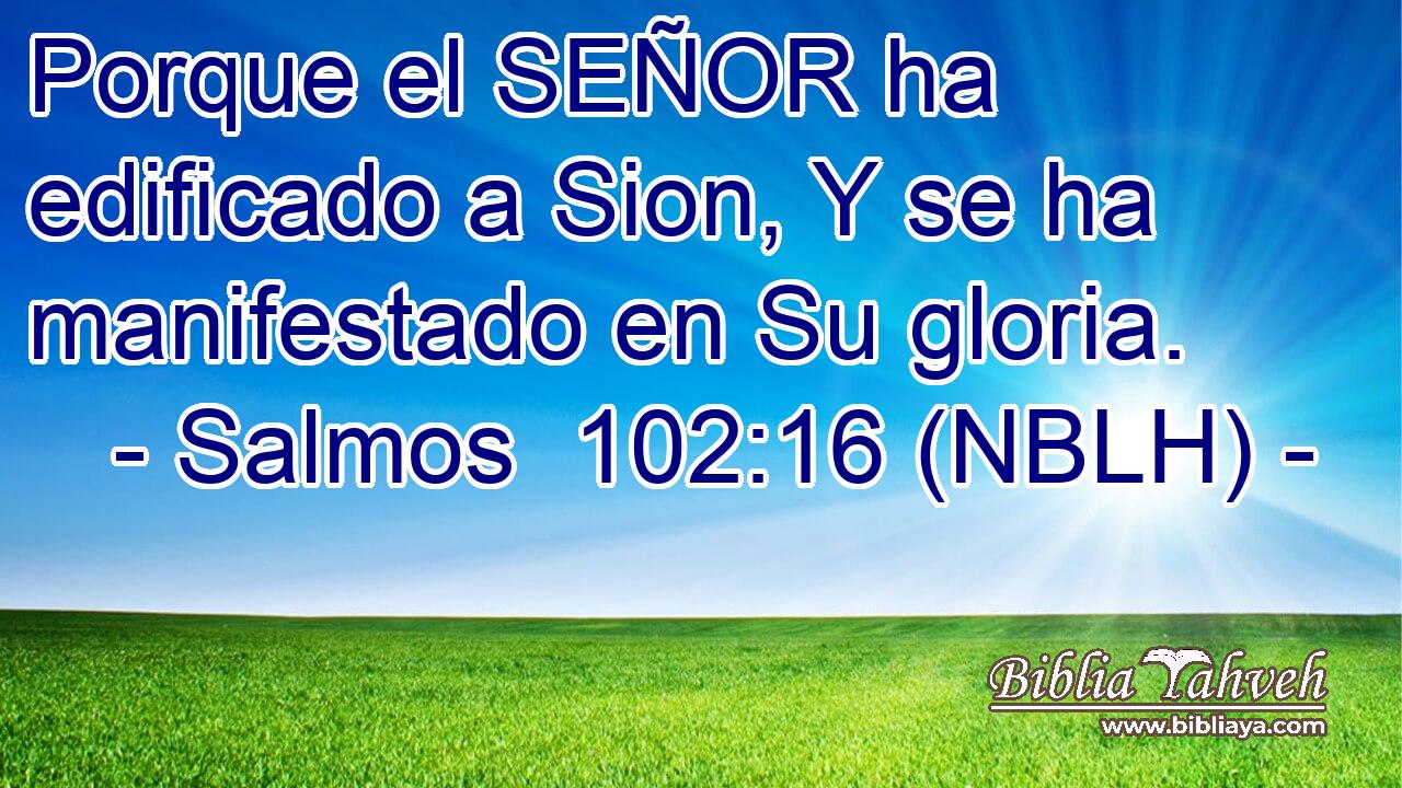  Porque el SEÑOR ha edificado a Sion, Y se ha manifestado en Su gloria. 