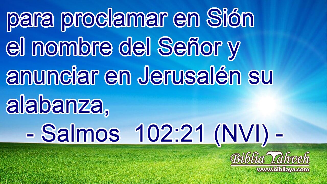  para proclamar en Sión el nombre del Señor y anunciar en Jerusalén su alabanza, 