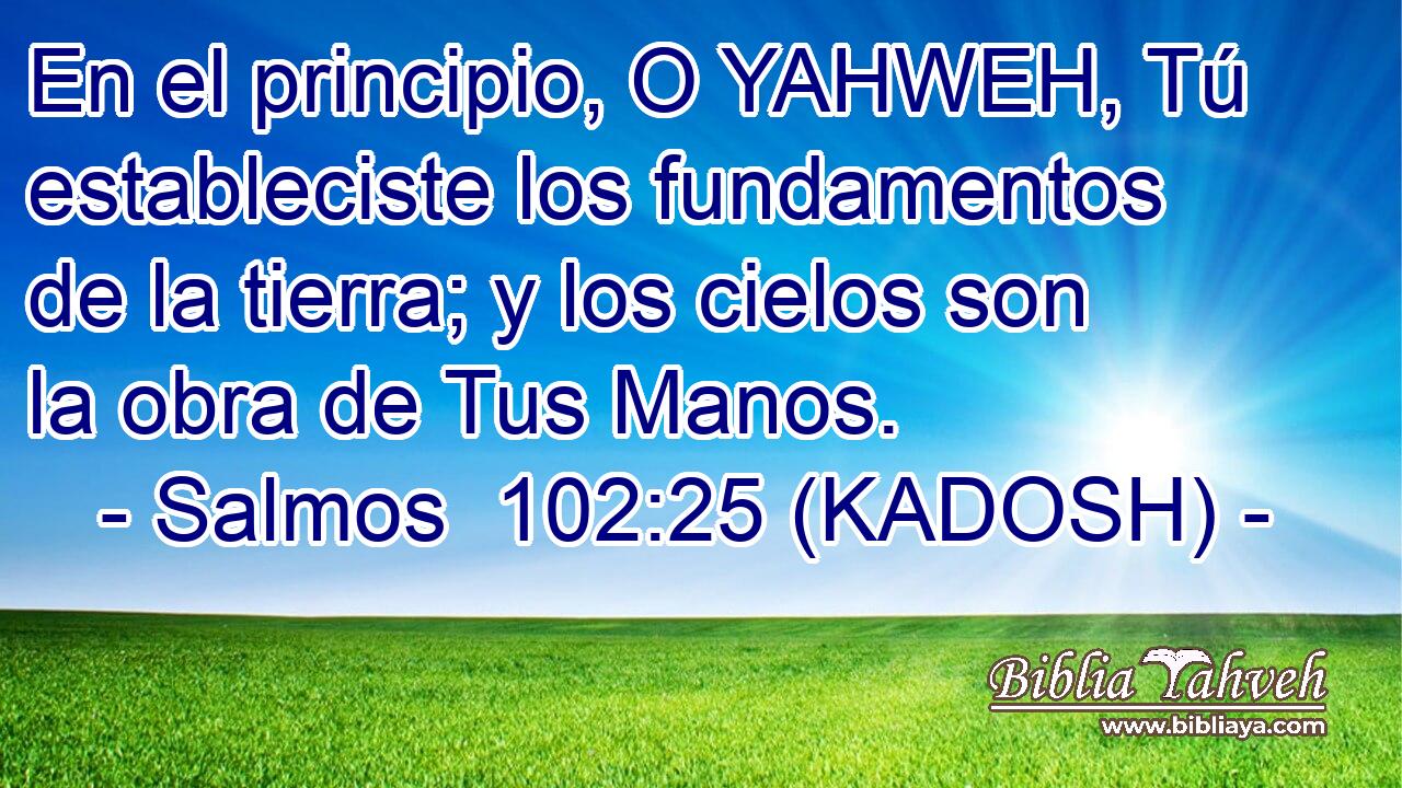  En el principio, O YAHWEH, Tú estableciste los fundamentos de la tierra; y los cielos son la obra de Tus Manos. 