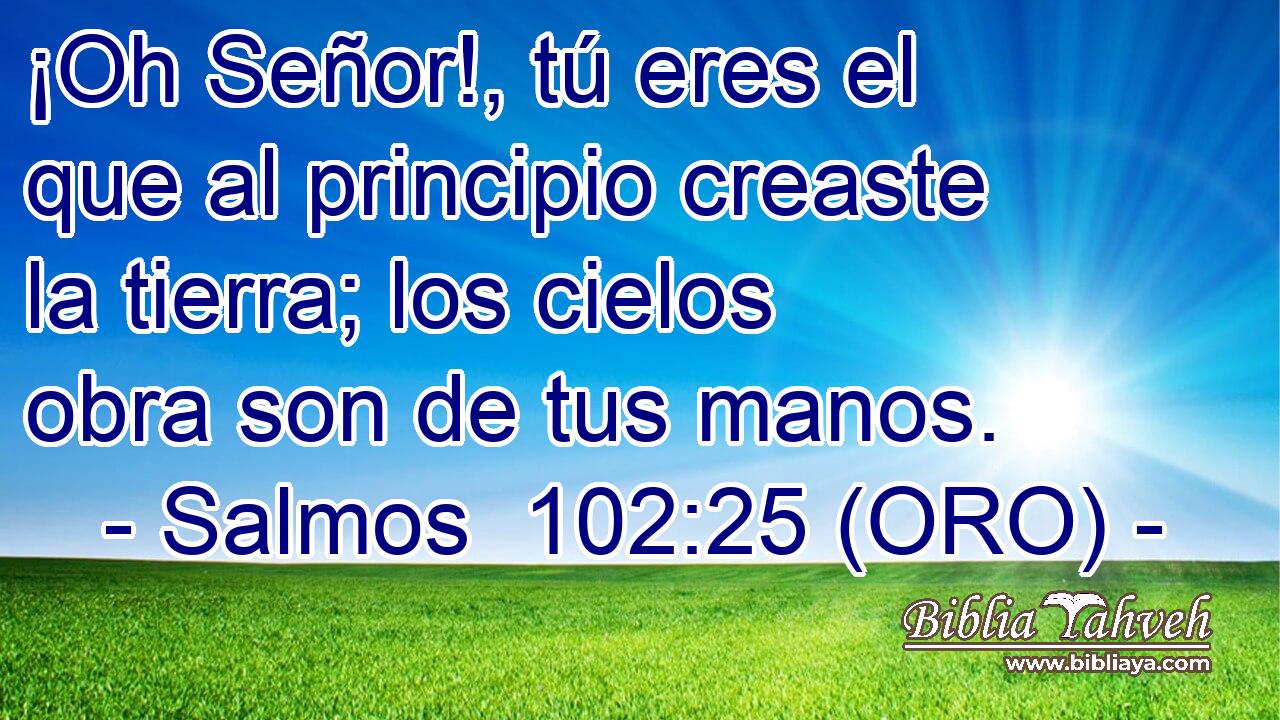  ¡Oh Señor!, tú eres el que al principio creaste la tierra; los cielos obra son de tus manos. 