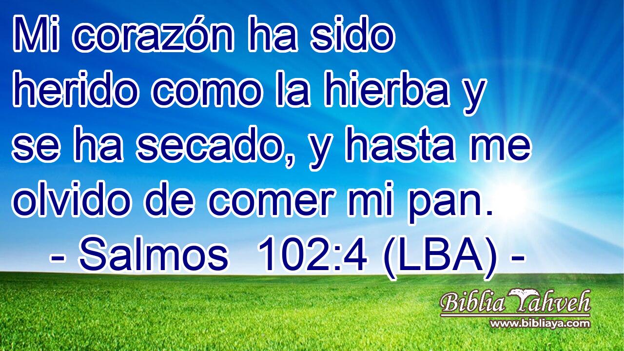 Mi corazón ha sido herido como la hierba y se ha secado, y hasta me olvido de comer mi pan.