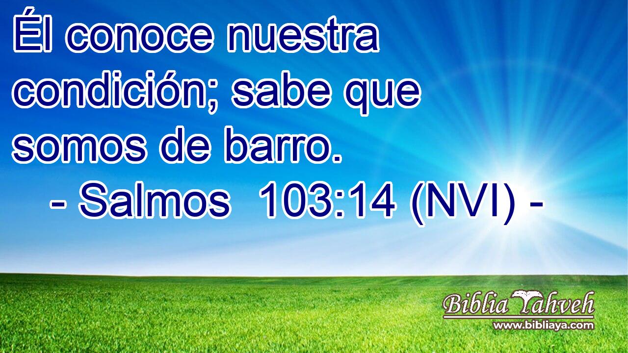  Él conoce nuestra condición; sabe que somos de barro. 