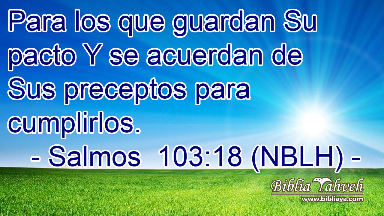  Para los que guardan Su pacto Y se acuerdan de Sus preceptos para cumplirlos. 