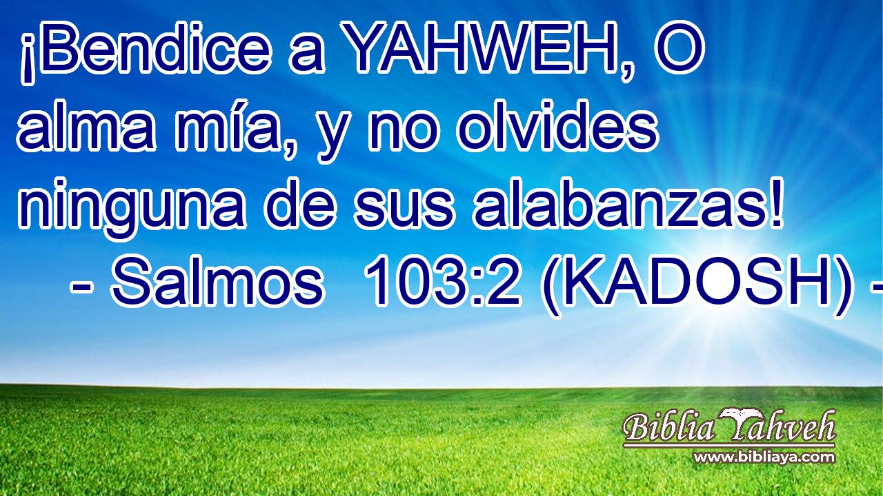  ¡Bendice a YAHWEH, O alma mía, y no olvides ninguna de sus alabanzas! 