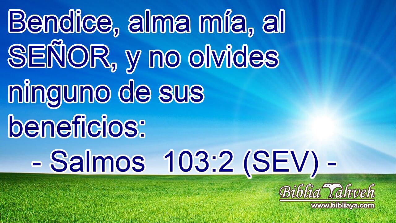 Bendice, alma mía, al SEÑOR, y no olvides ninguno de sus beneficios: