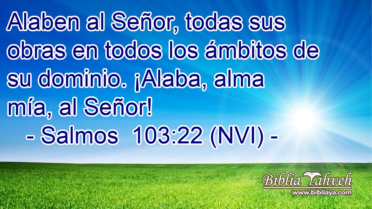  Alaben al Señor, todas sus obras en todos los ámbitos de su dominio. ¡Alaba, alma mía, al Señor! 