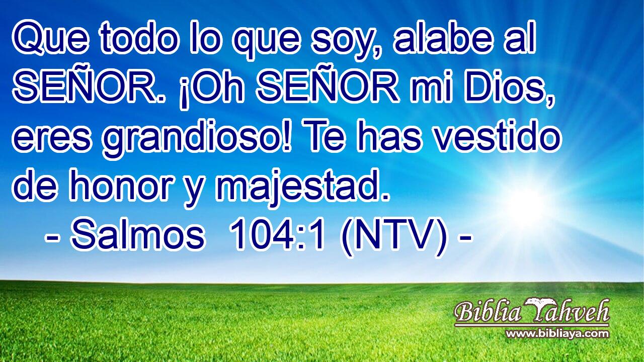Que todo lo que soy, alabe al SEÑOR. ¡Oh SEÑOR mi Dios, eres grandioso! Te has vestido de honor y majestad.