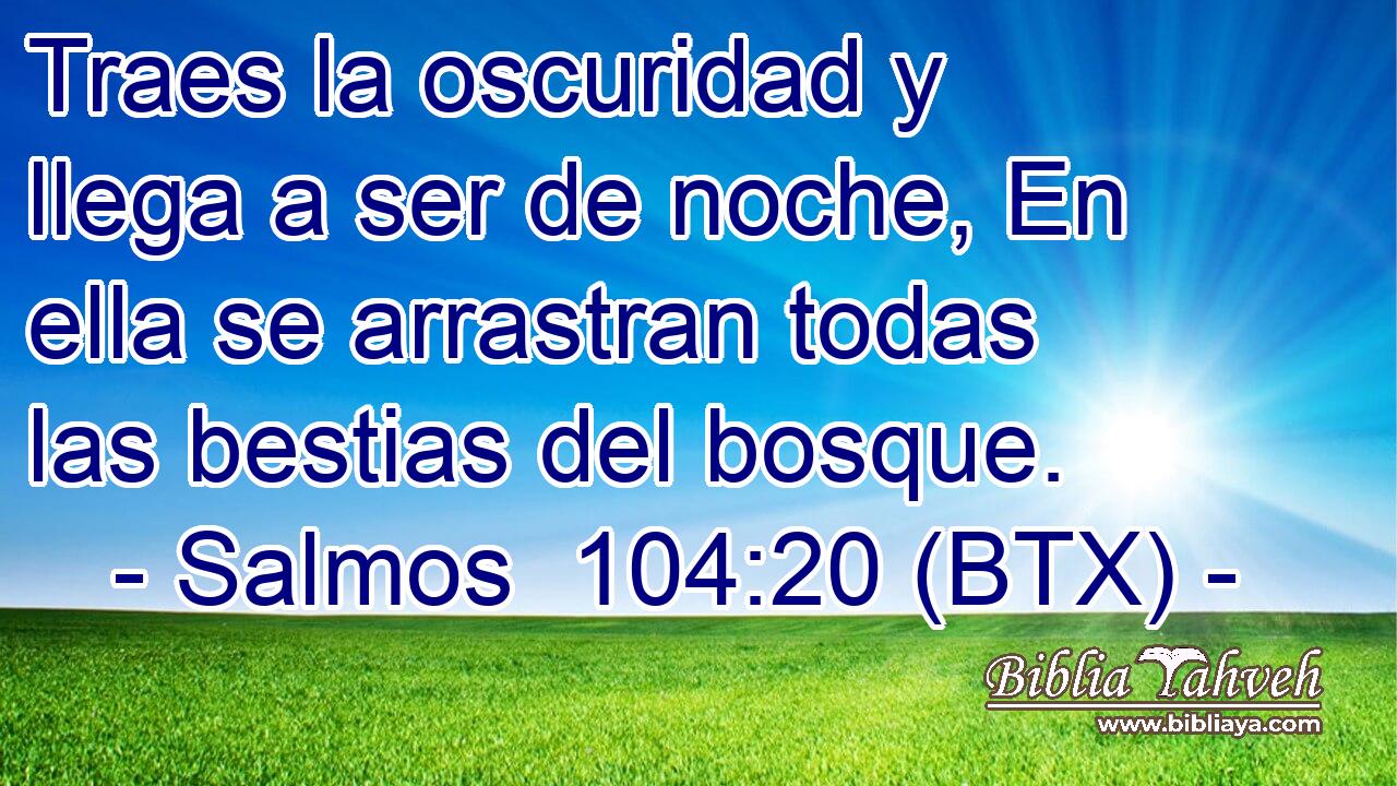 Traes la oscuridad y llega a ser de noche, En ella se arrastran todas las bestias del bosque.