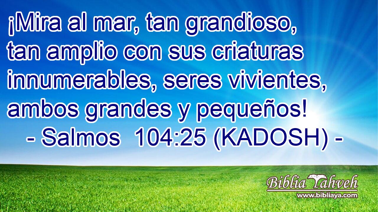  ¡Mira al mar, tan grandioso, tan amplio con sus criaturas innumerables, seres vivientes, ambos grandes y pequeños! 