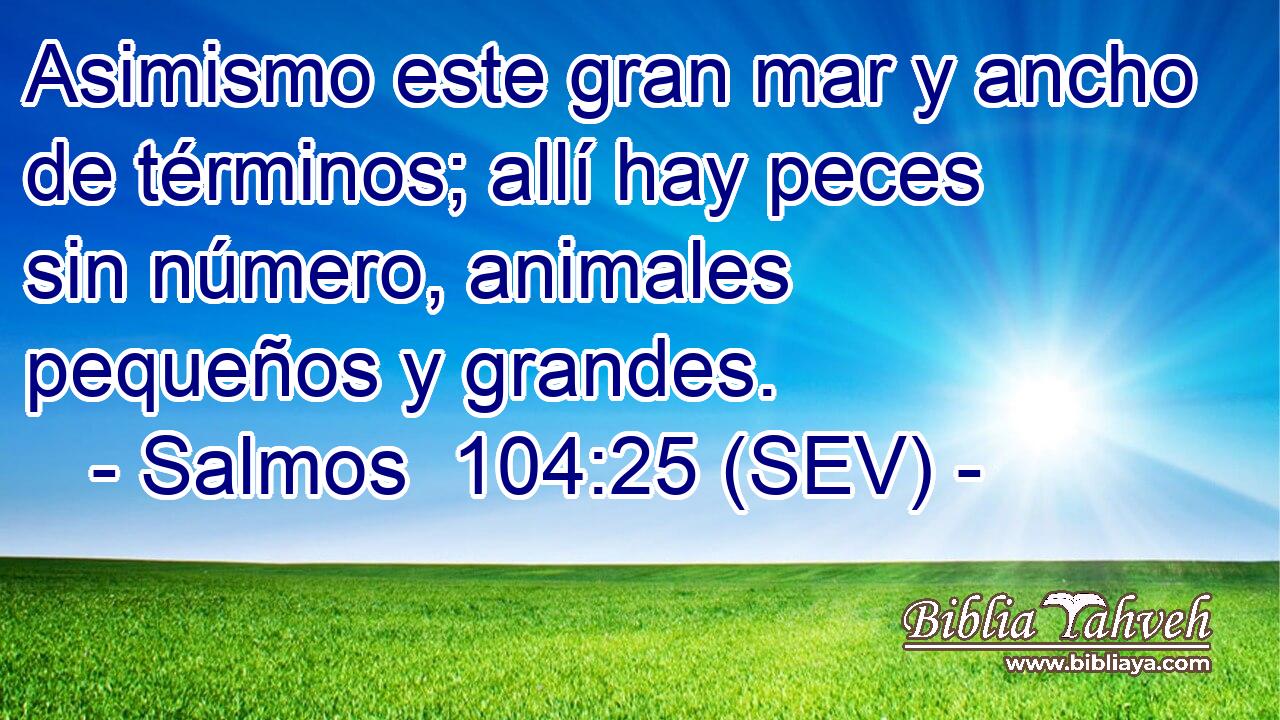Asimismo este gran mar y ancho de términos; allí hay peces sin número, animales pequeños y grandes.