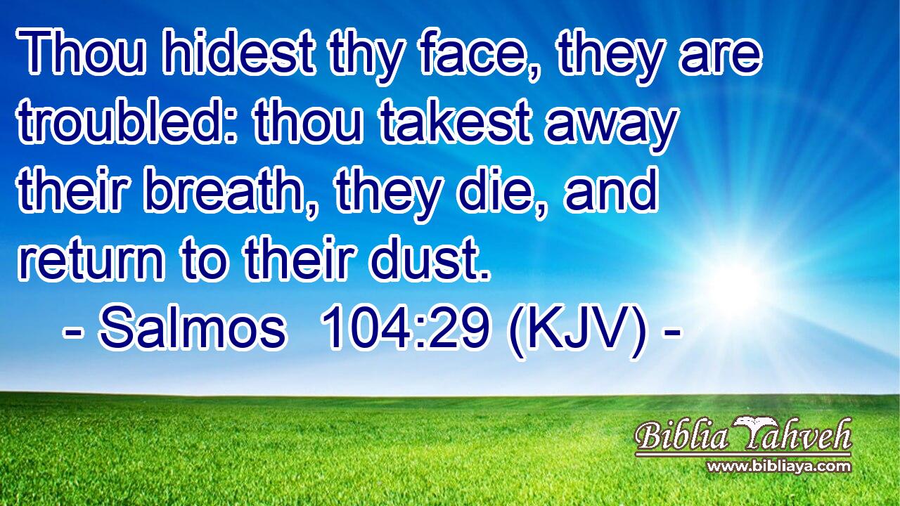 Thou hidest thy face, they are troubled: thou takest away their breath, they die, and return to their dust.