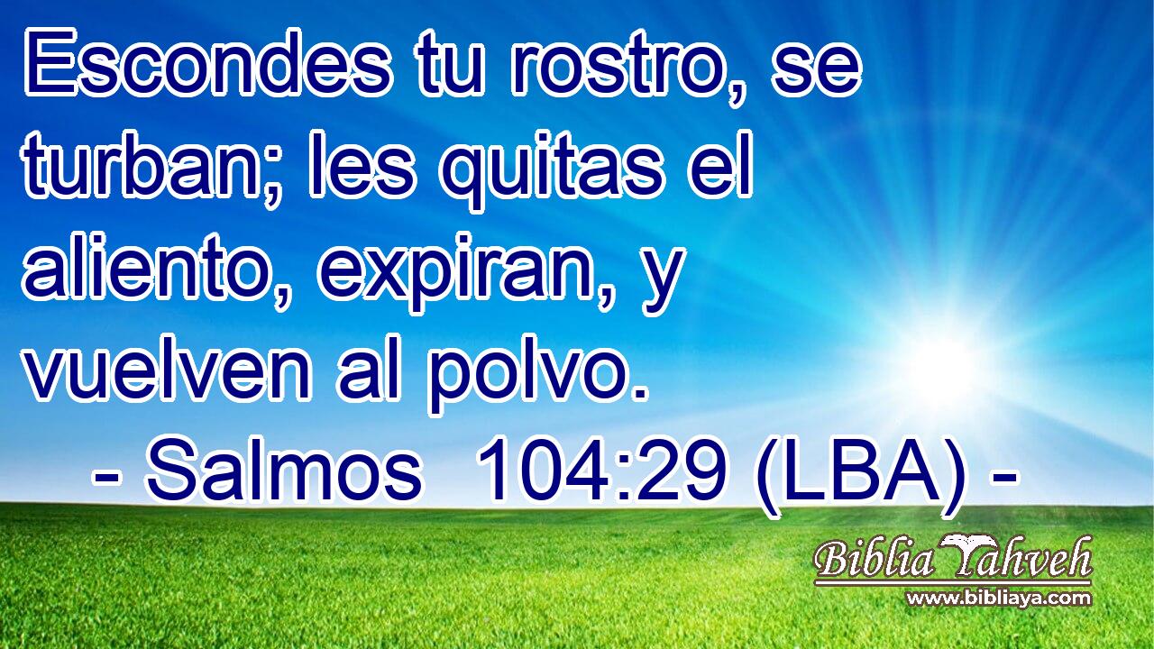 Escondes tu rostro, se turban; les quitas el aliento, expiran, y vuelven al polvo.