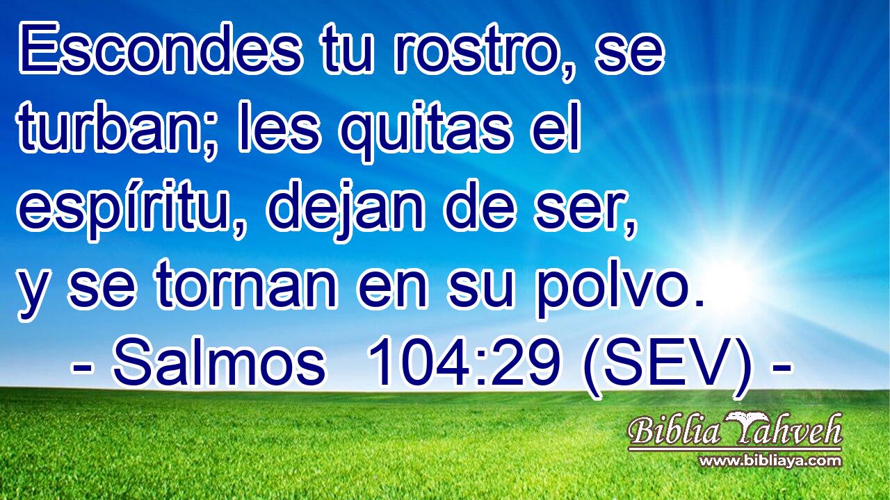 Escondes tu rostro, se turban; les quitas el espíritu, dejan de ser, y se tornan en su polvo.