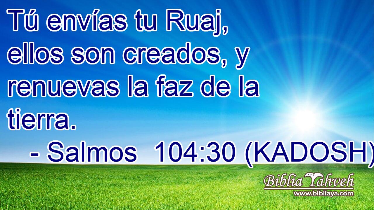  Tú envías tu Ruaj, ellos son creados, y renuevas la faz de la tierra. 