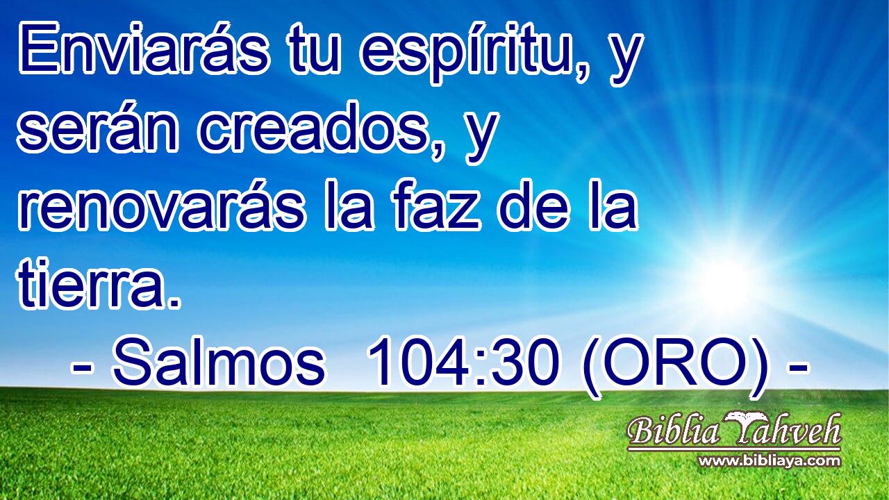  Enviarás tu espíritu, y serán creados, y renovarás la faz de la tierra. 