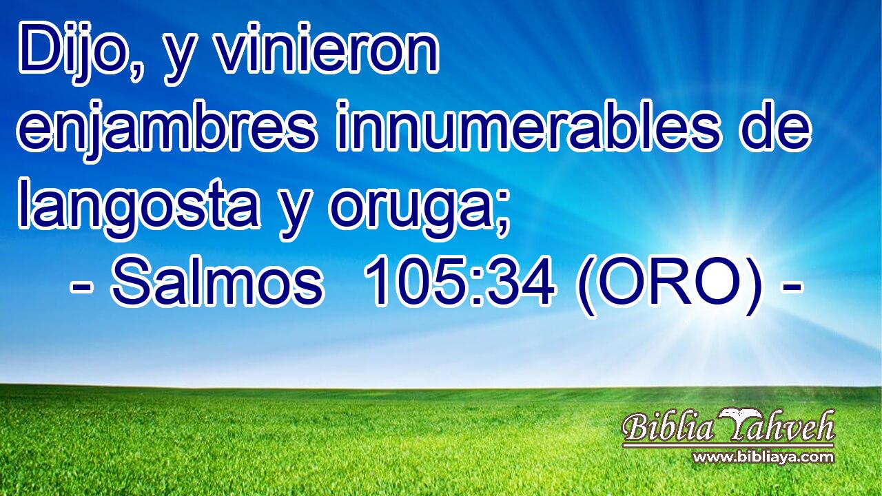  Dijo, y vinieron enjambres innumerables de langosta y oruga; 