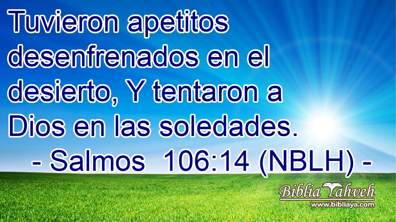 Tuvieron apetitos desenfrenados en el desierto, Y tentaron a Dios en las soledades. 
