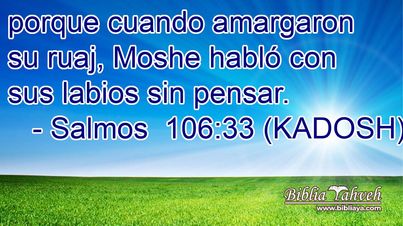  porque cuando amargaron su ruaj, Moshe habló con sus labios sin pensar. 