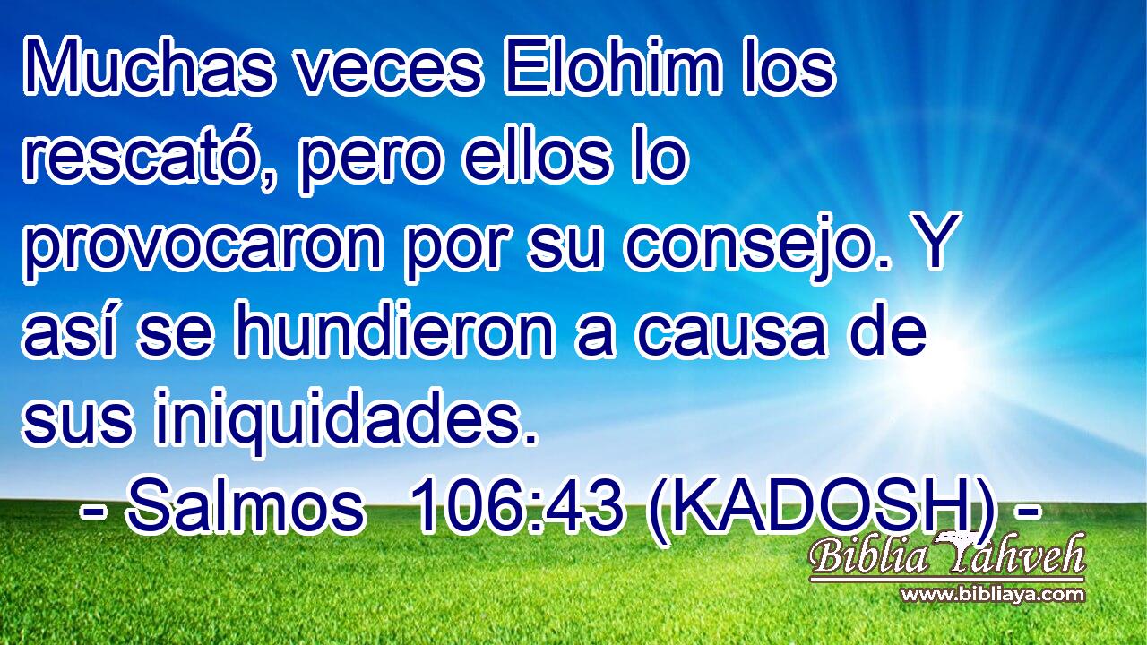  Muchas veces Elohim los rescató, pero ellos lo provocaron por su consejo. Y así se hundieron a causa de sus iniquidades. 