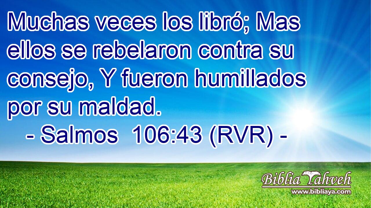 Muchas veces los libró; Mas ellos se rebelaron contra su consejo, Y fueron humillados por su maldad.