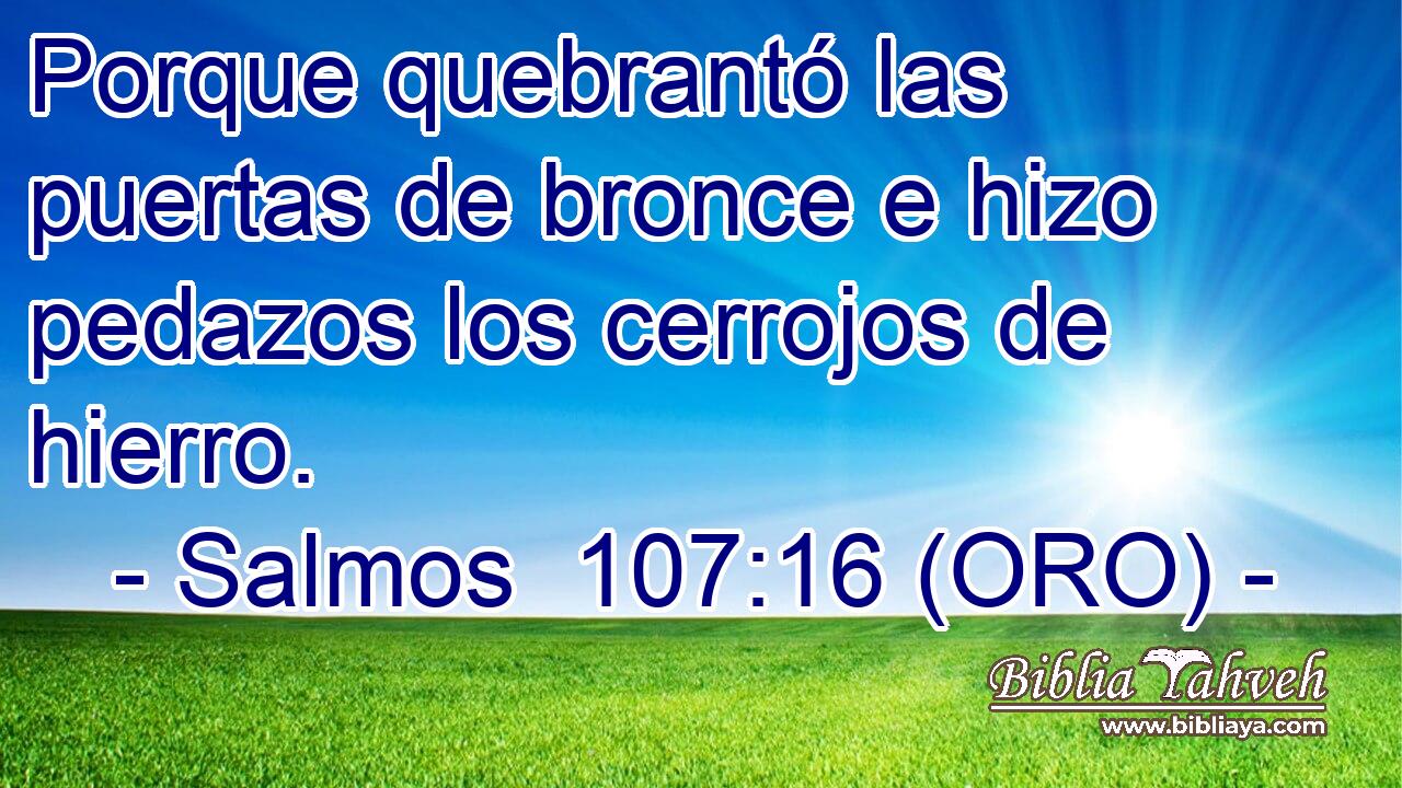  Porque quebrantó las puertas de bronce e hizo pedazos los cerrojos de hierro. 