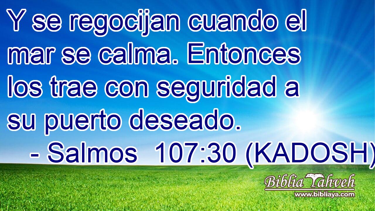  Y se regocijan cuando el mar se calma. Entonces los trae con seguridad a su puerto deseado. 