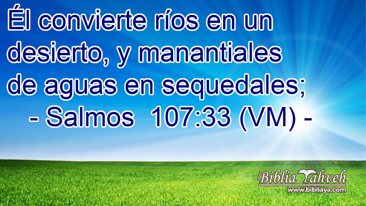  Él convierte ríos en un desierto, y manantiales de aguas en sequedales; 