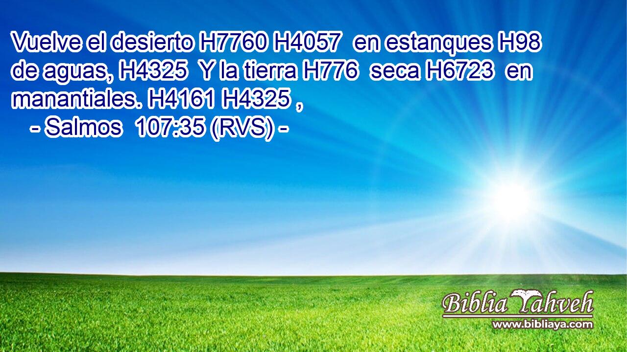 Vuelve el desierto H7760 H4057  en estanques H98  de aguas, H4325  Y la tierra H776  seca H6723  en manantiales. H4161 H4325 ,  