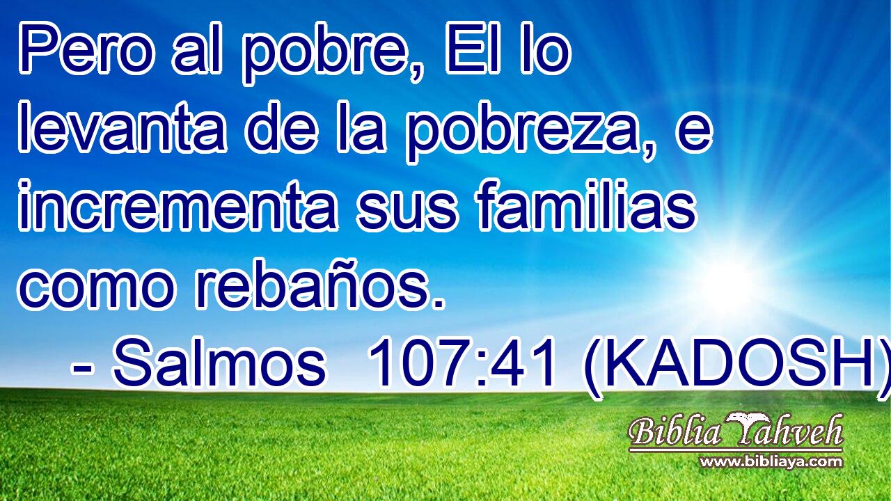  Pero al pobre, El lo levanta de la pobreza, e incrementa sus familias como rebaños. 