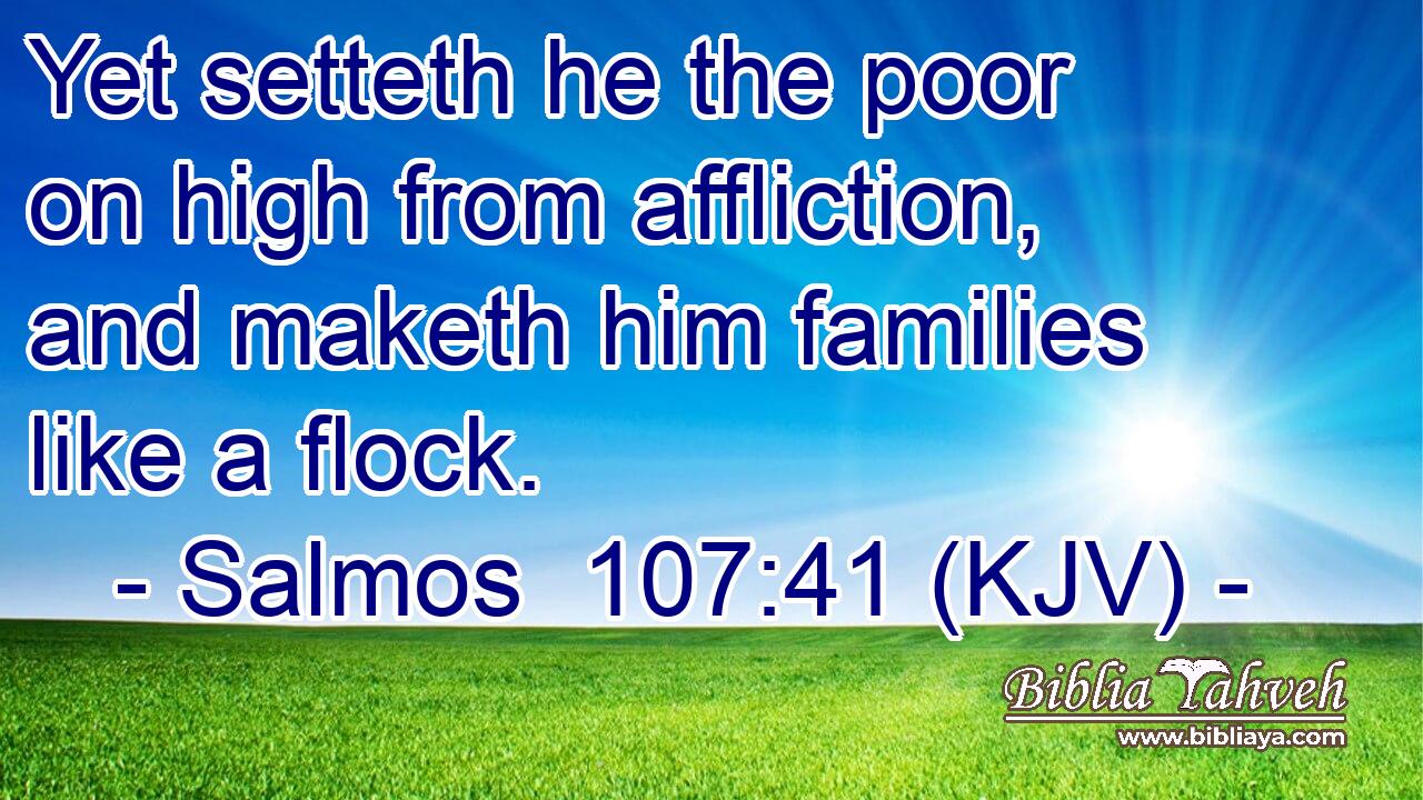 Yet setteth he the poor on high from affliction, and maketh him families like a flock.