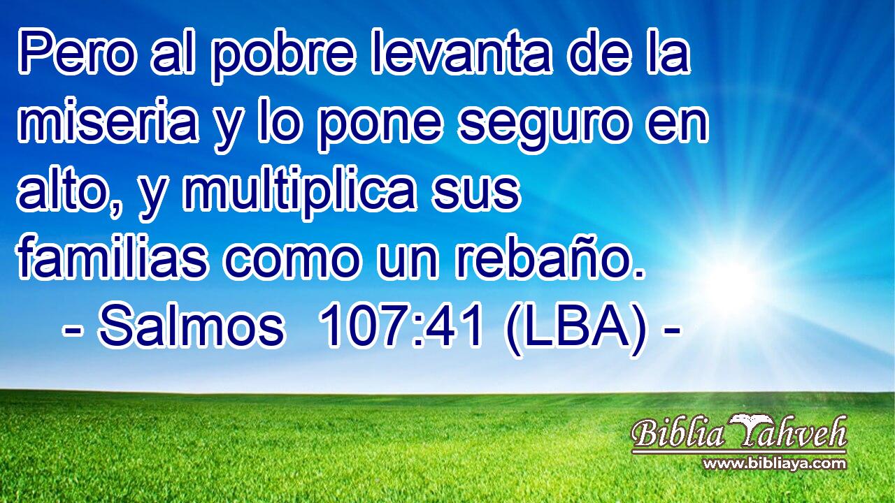 Pero al pobre levanta de la miseria y lo pone seguro en alto, y multiplica sus familias como un rebaño.