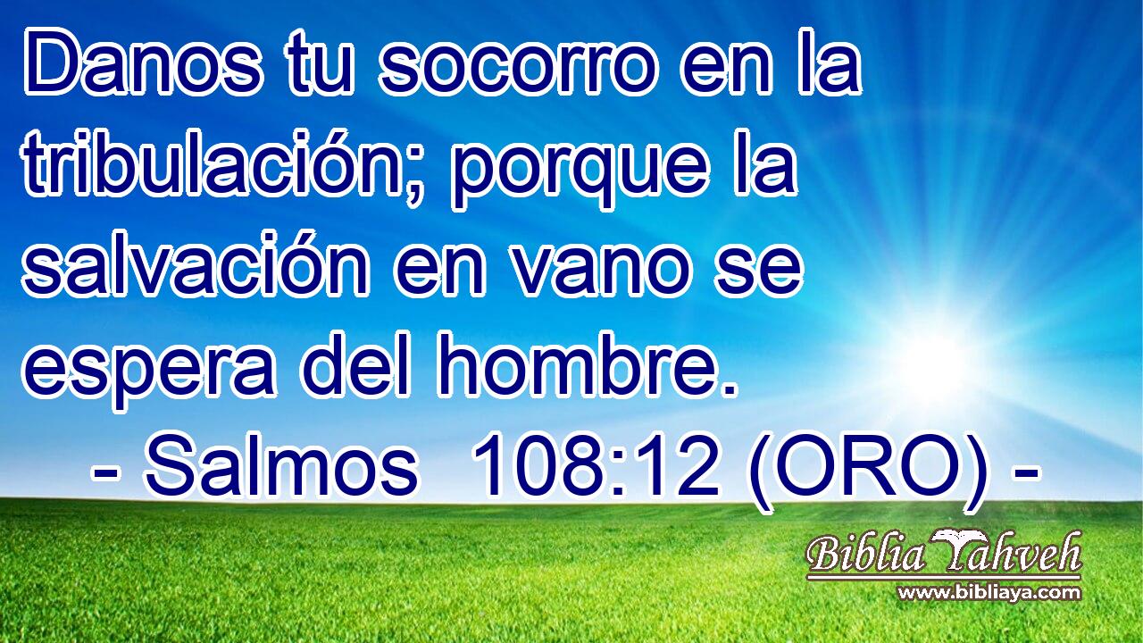  Danos tu socorro en la tribulación; porque la salvación en vano se espera del hombre. 