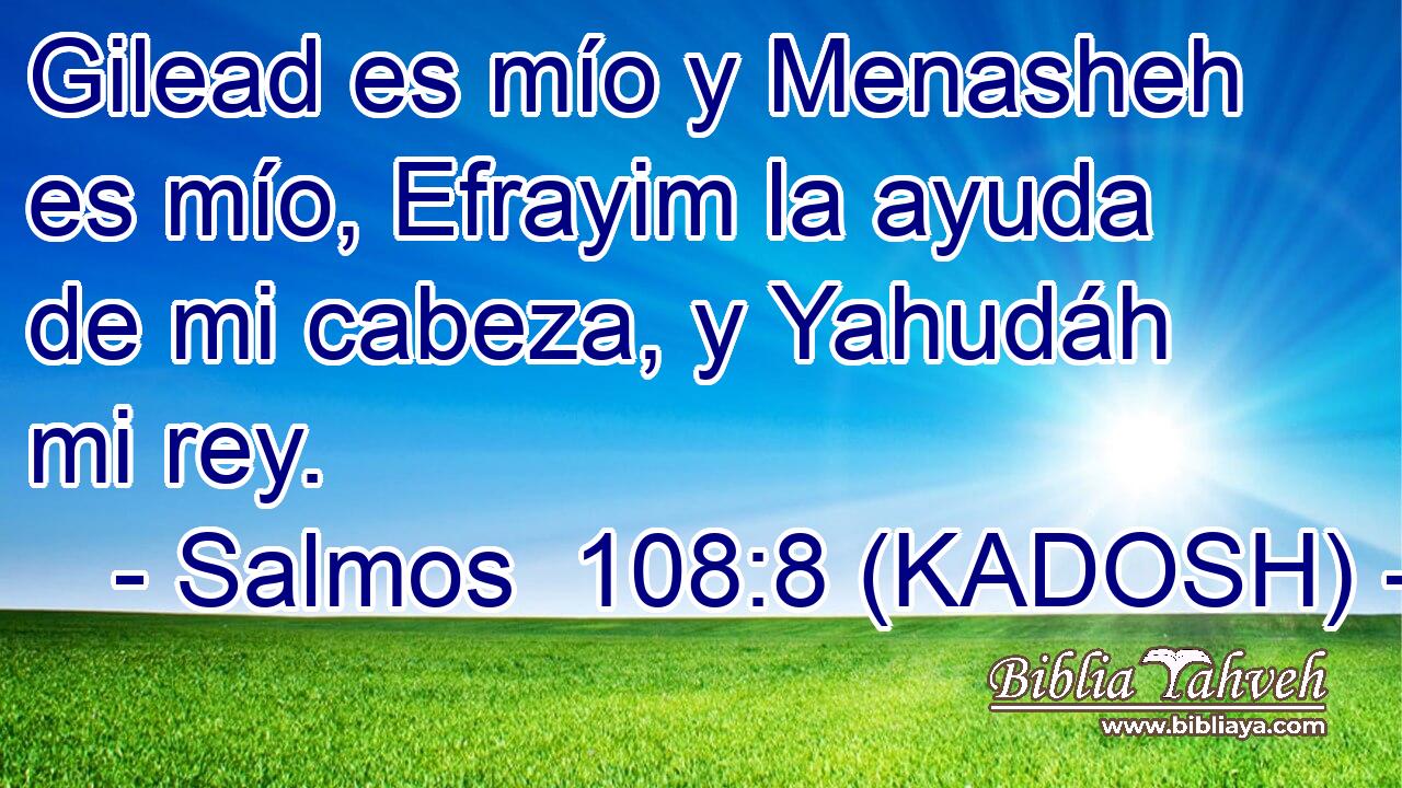  Gilead es mío y Menasheh es mío, Efrayim la ayuda de mi cabeza, y Yahudáh mi rey. 