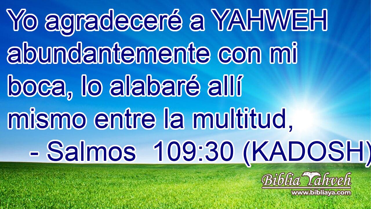  Yo agradeceré a YAHWEH abundantemente con mi boca, lo alabaré allí mismo entre la multitud, 