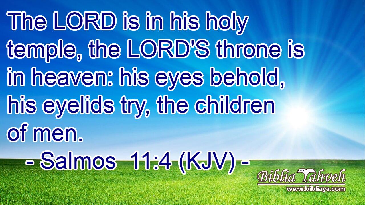 The LORD is in his holy temple, the LORD'S throne is in heaven: his eyes behold, his eyelids try, the children of men.