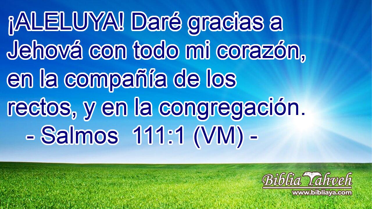  ¡ALELUYA! Daré gracias a Jehová con todo mi corazón, en la compañía de los rectos, y en la congregación. 