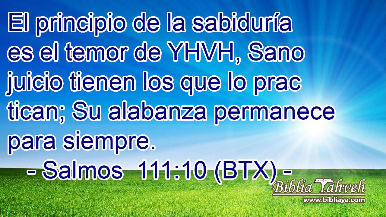 El principio de la sabiduría es el temor de YHVH, Sano juicio tienen los que lo prac tican; Su alabanza permanece para siempre.